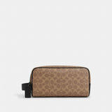 Coach Large Travel Kit In Signature Canvas Gunmetal Tan Black