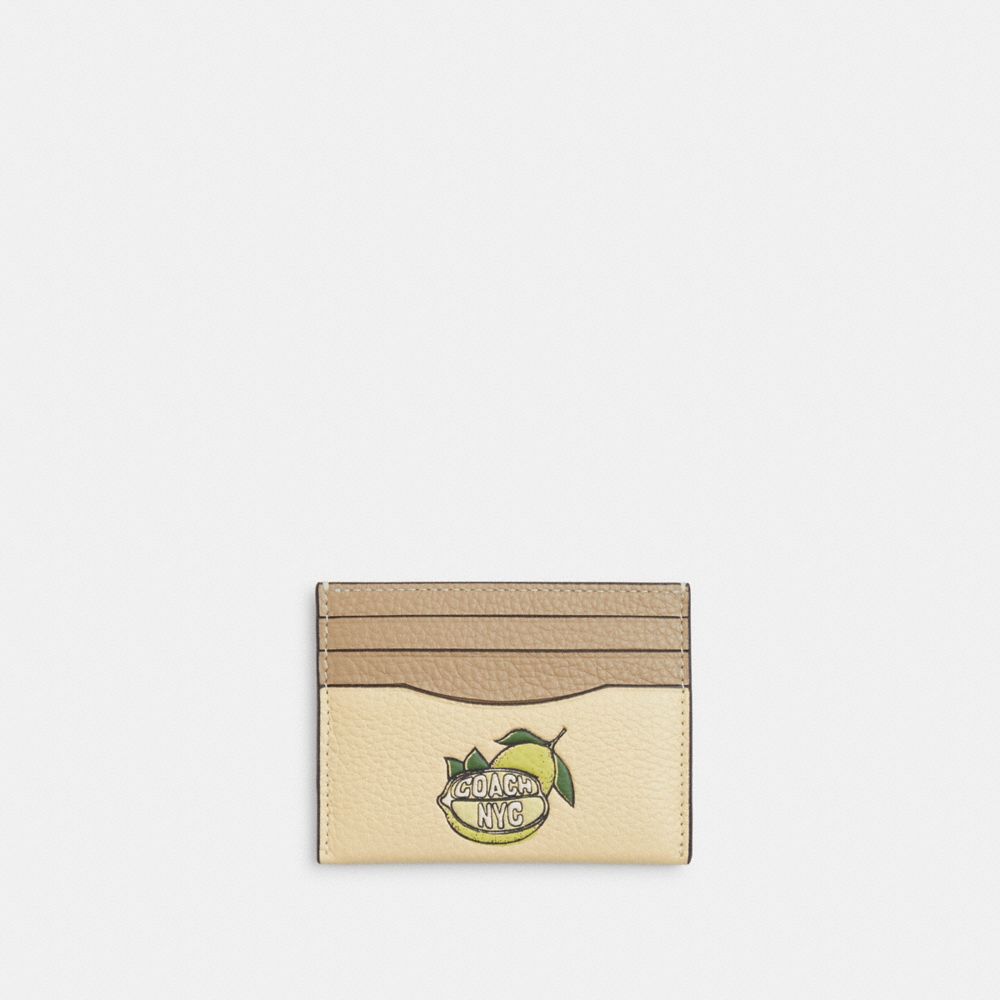 Coach Slim Id Card Case With Lemon Graphic Silver Moonlight