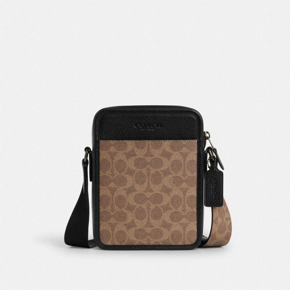 Coach Sullivan Crossbody Bag In Signature Canvas Gunmetal Tan Black