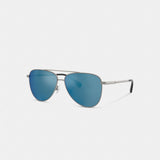 Coach C Hardware Metal Pilot Sunglasses Silver Blue