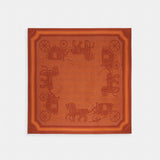 Coach Signature Horse And Carriage Print Silk Square Scarf Caramel