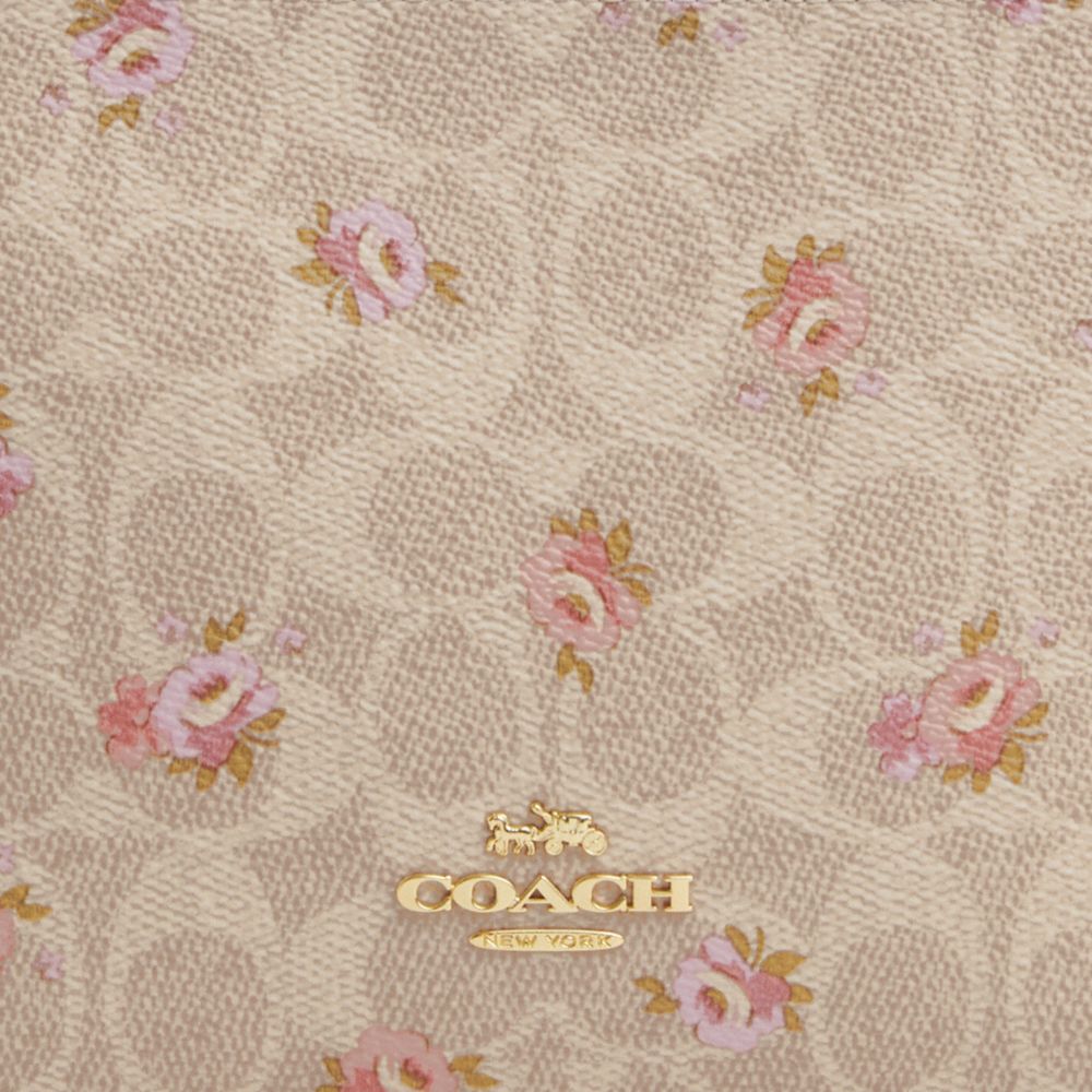 Coach Slim Crossbody Bag In Signature Canvas With Floral Print Gold Sand Multi