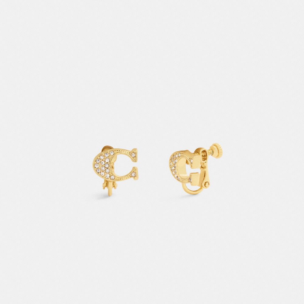 Coach Signature Clip On Earrings Gold