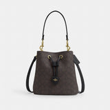 Coach Rowan Bucket Bag In Signature Canvas Gold Walnut Black