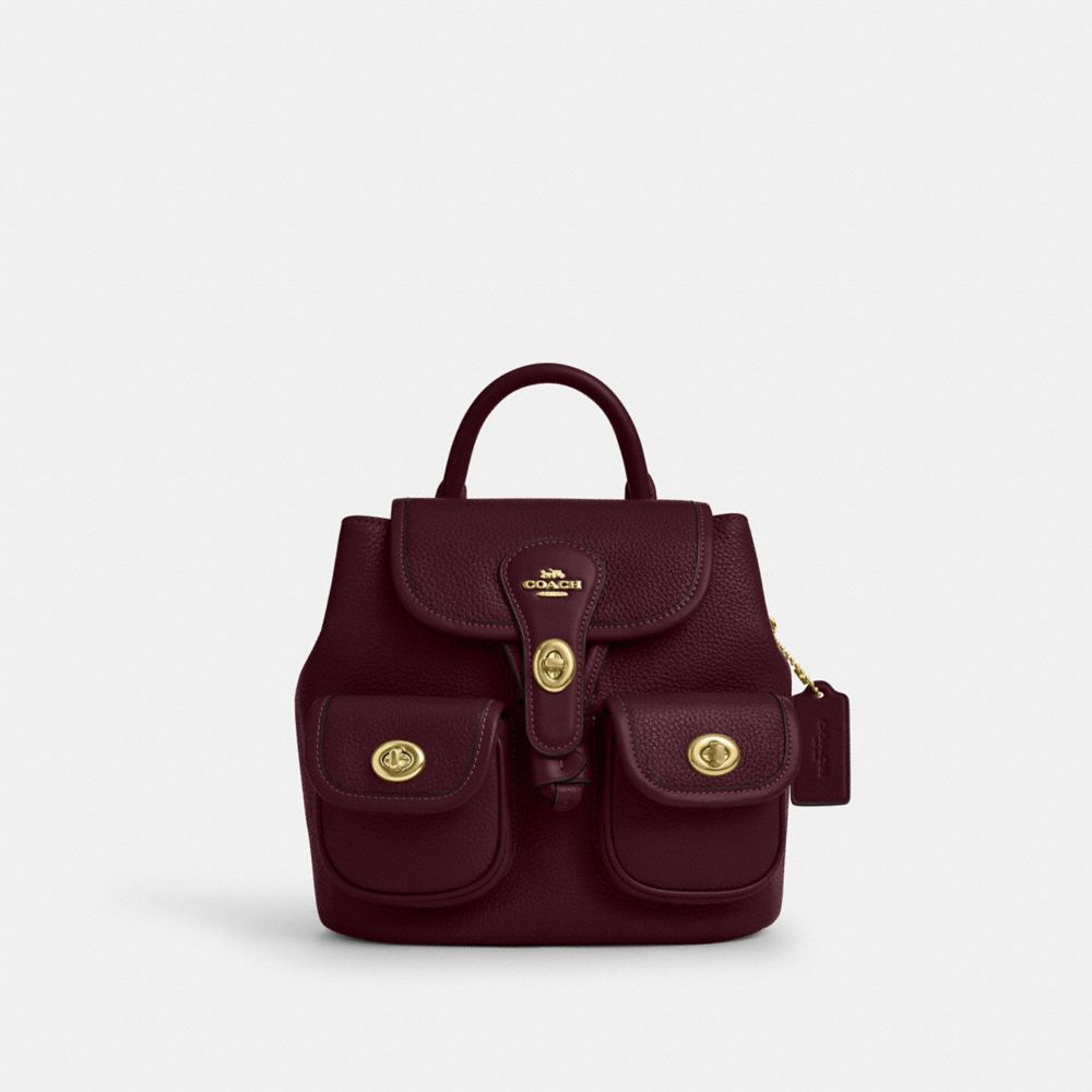 Coach Hadley Backpack Gold Dark Wine