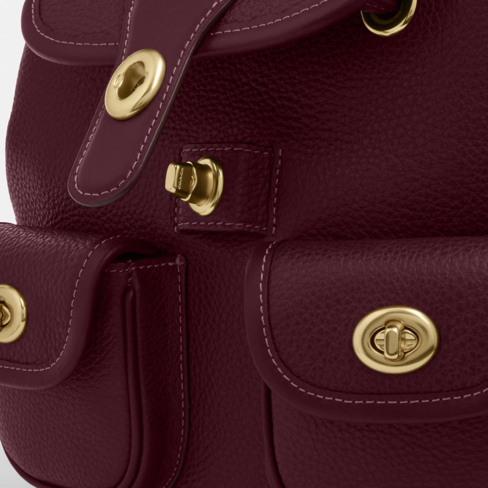 Coach Hadley Backpack Gold Dark Wine