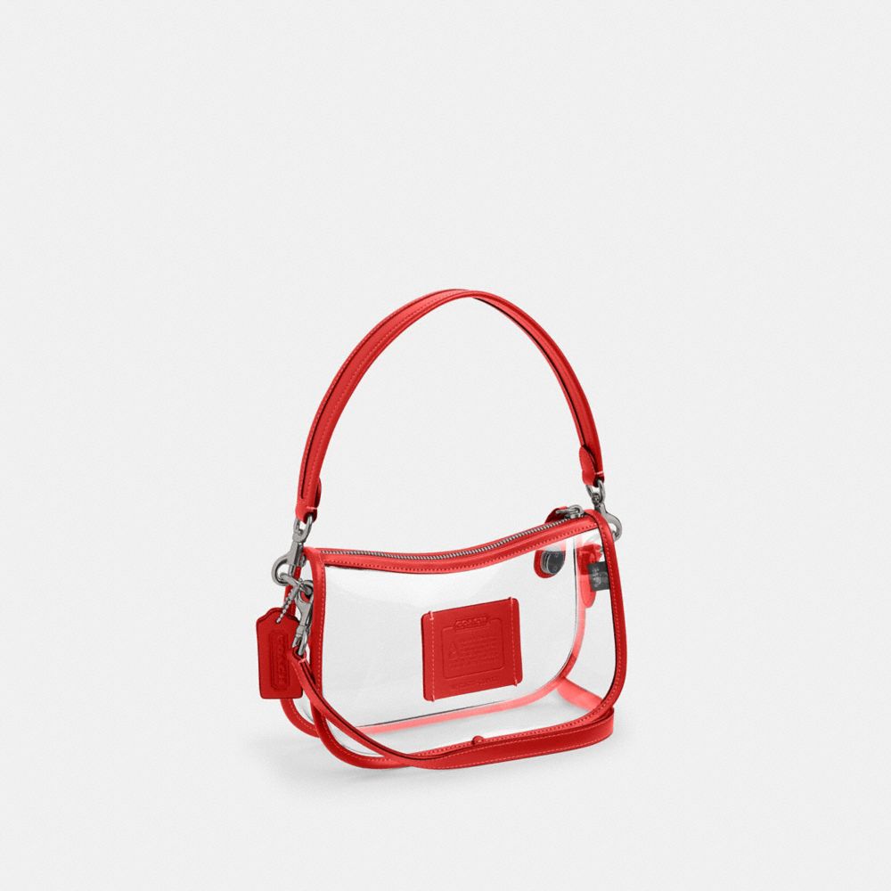 Coach Stadium Swinger Bag Silver Sport Red