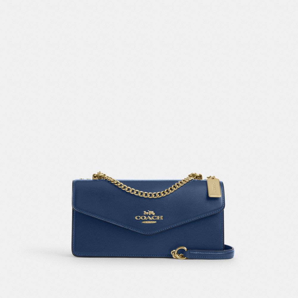 Coach Klare Envelope Crossbody Bag Gold Deep Blue