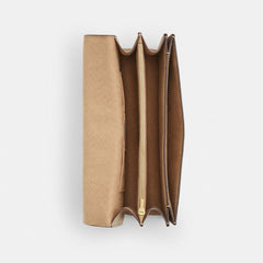 Coach Klare Envelope Crossbody Bag In Blocked Signature Canvas Gold Sand Tan