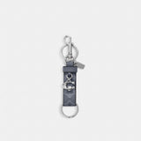 Coach Trigger Snap Bag Charm In Signature Canvas With Charm Silver Chambray