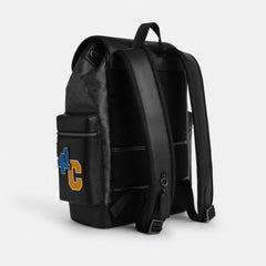 Coach Sprint Backpack In Signature Canvas With Patches Gunmetal Charcoal Multi
