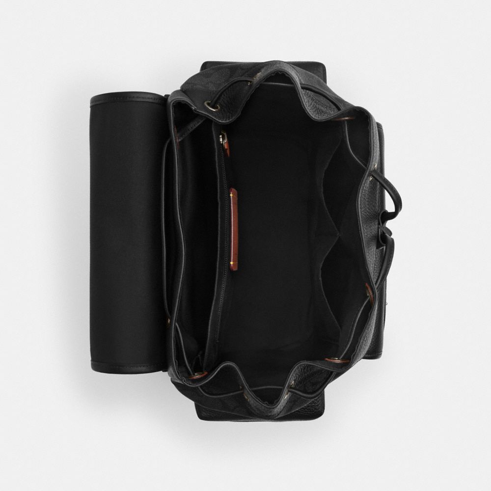 Coach Sprint Backpack In Signature Canvas With Patches Gunmetal Charcoal Multi