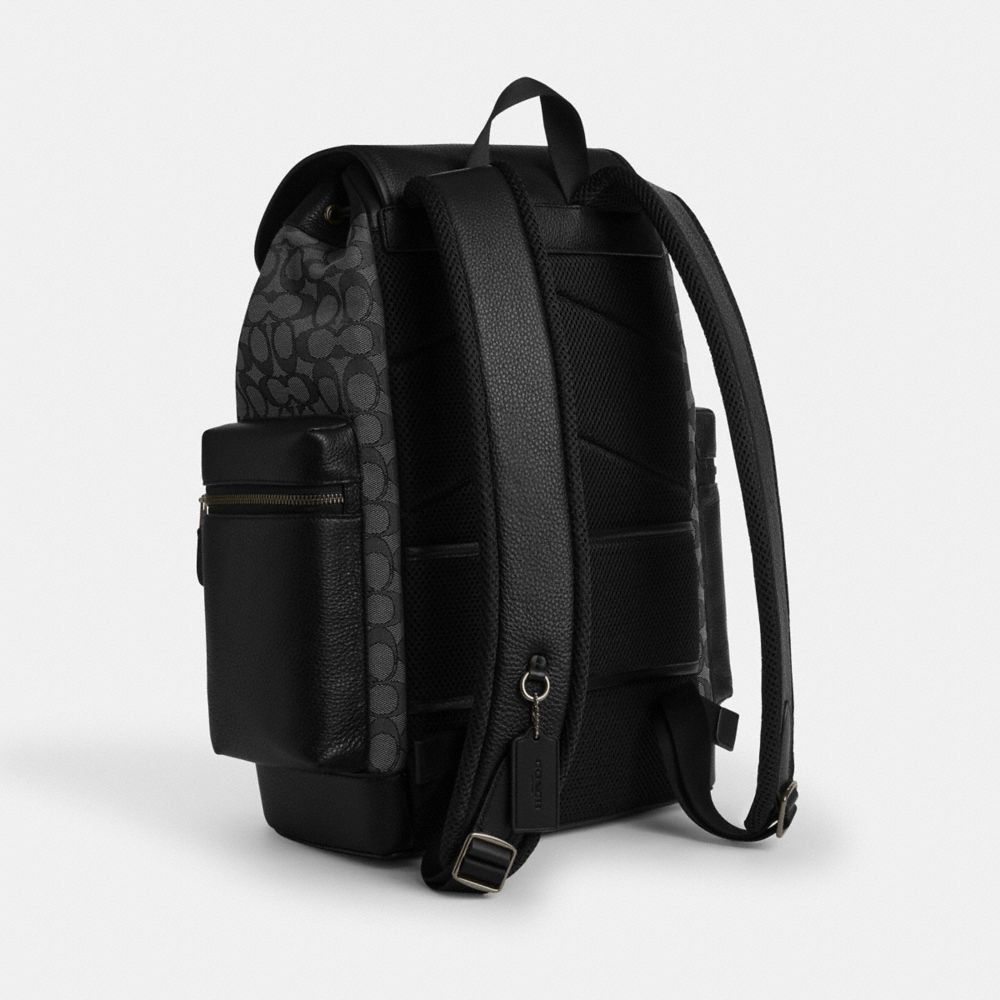 Coach Sprint Backpack In Signature Jacquard Silver Charcoal Black