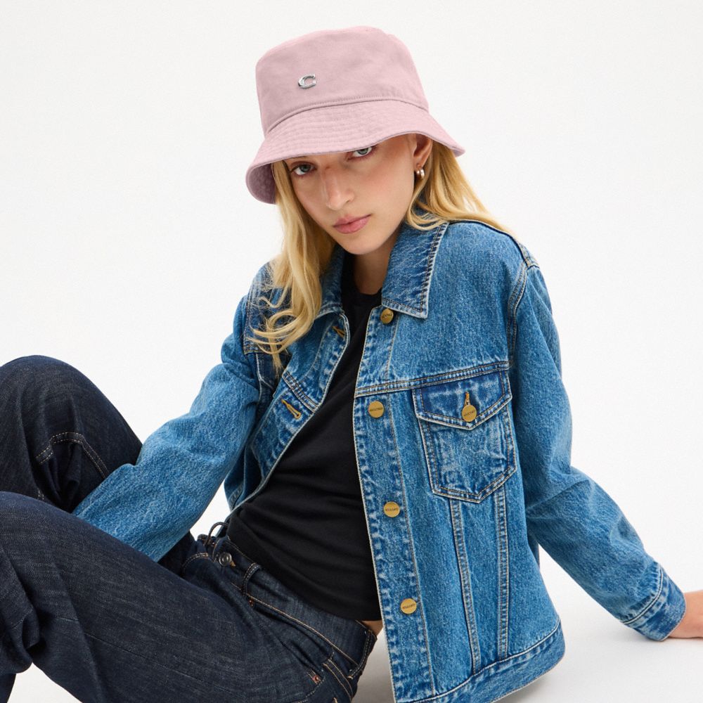 Coach Quilted Denim Bucket Hat Pink