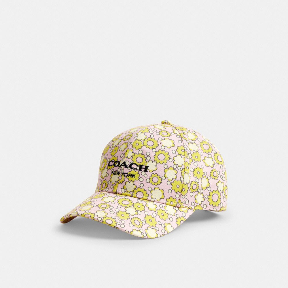 Coach Floral Print Baseball Hat Lime