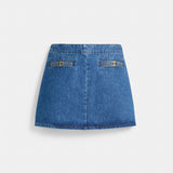 Coach Heritage C Denim Mini Skirt In Organic Cotton Medium Blue