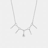 Coach Open Circle Heart Charm Necklace Silver