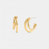 Coach Double Hoop Earrings Gold