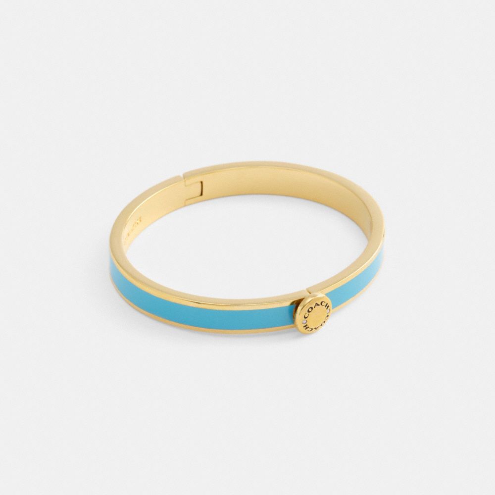Coach Coach Rivet Enamel Hinged Bangle Gold Blue