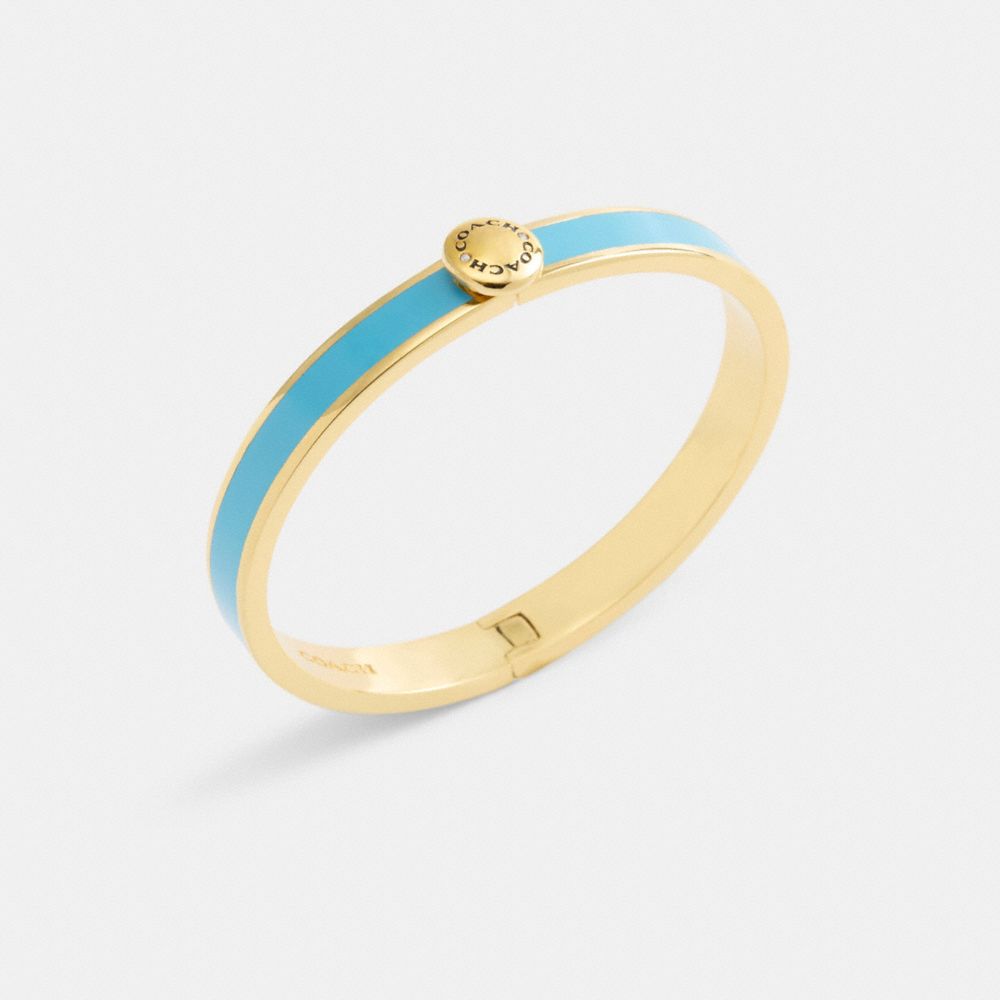 Coach Coach Rivet Enamel Hinged Bangle Gold Blue