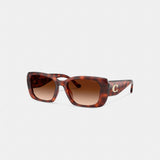 Coach Maxi Sculpted C Oversized Rectangle Sunglasses Caramel Tortoise