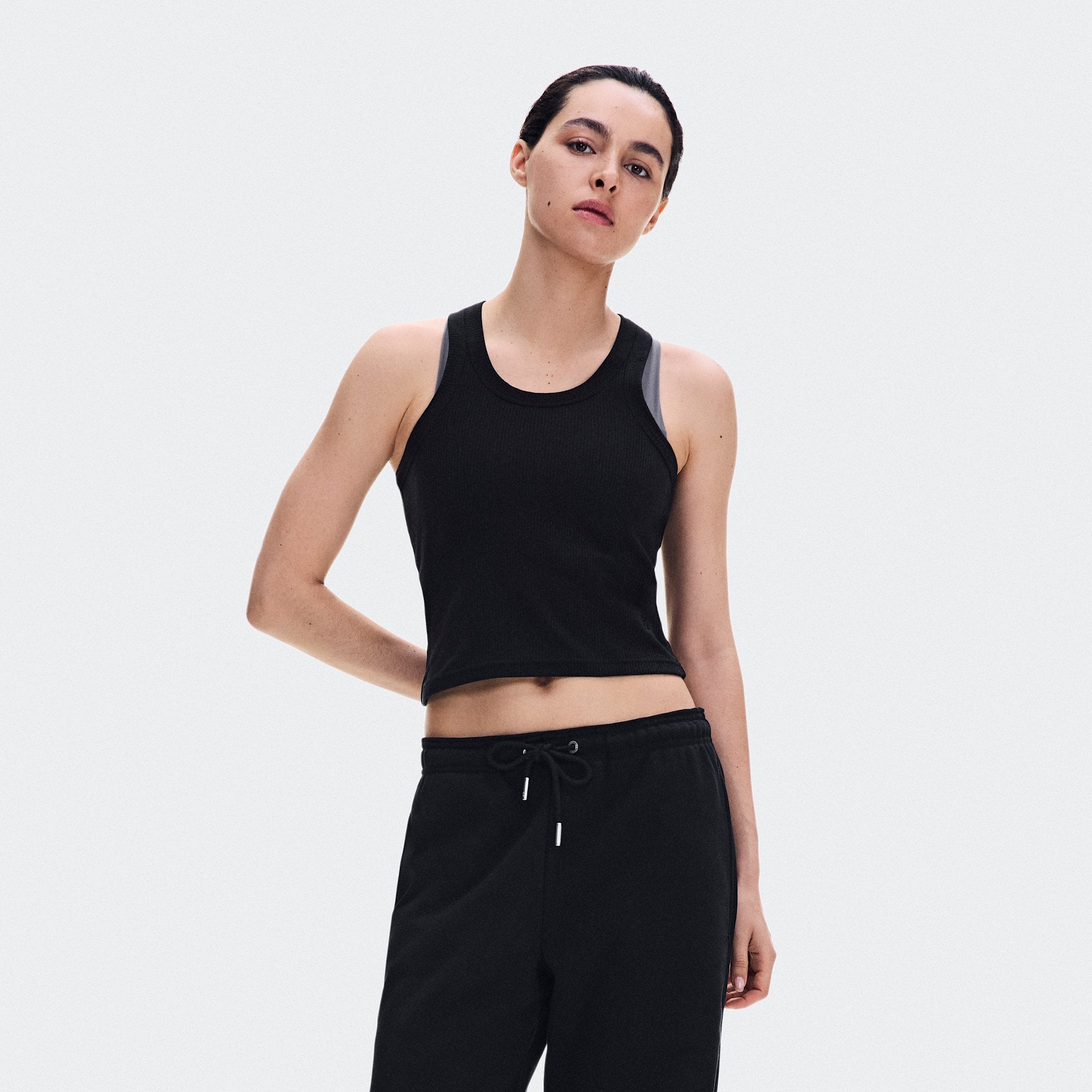 On All-Day Ribbed Tank Black