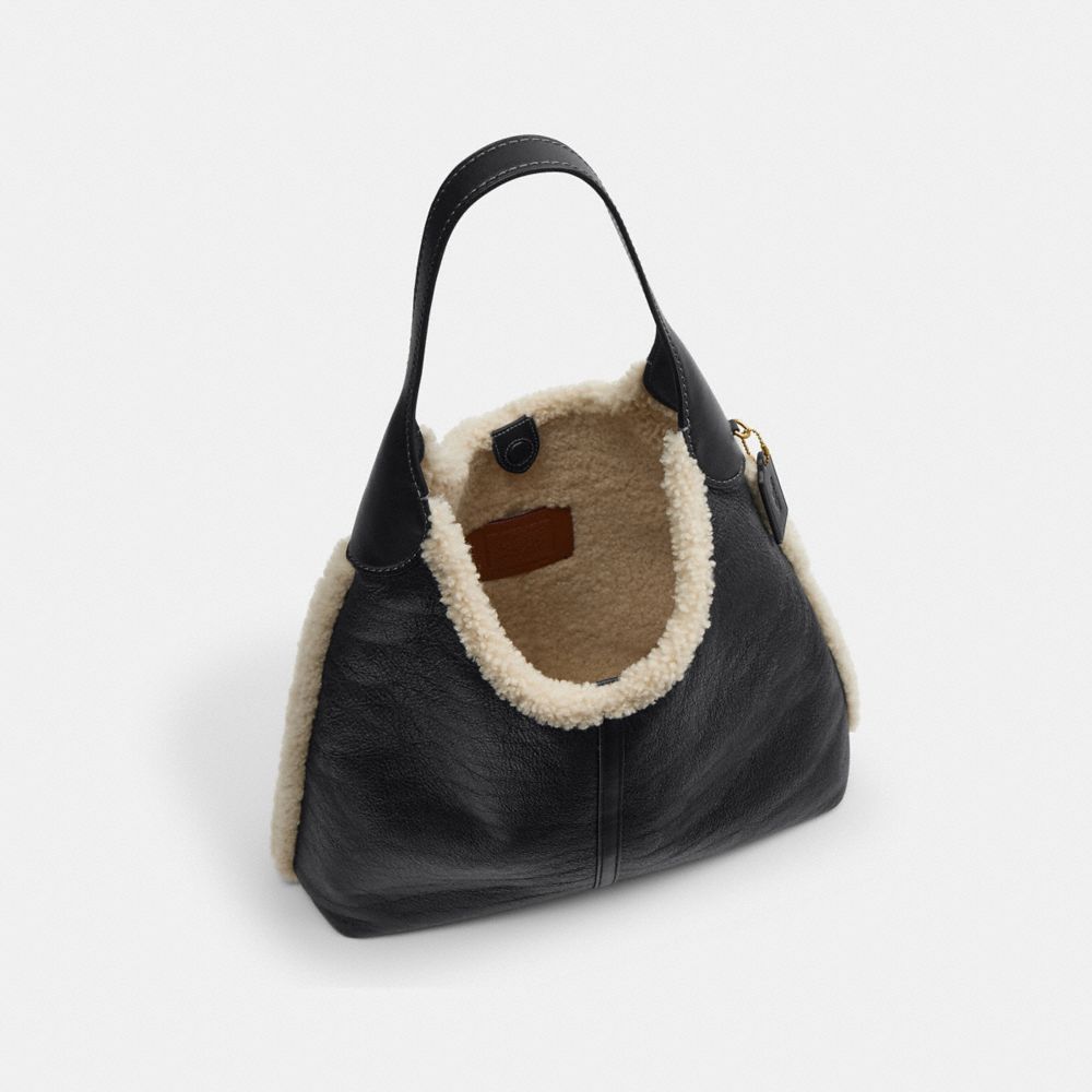 Coach Brooklyn Shoulder Bag 39 In Shearling Brass Black Natural