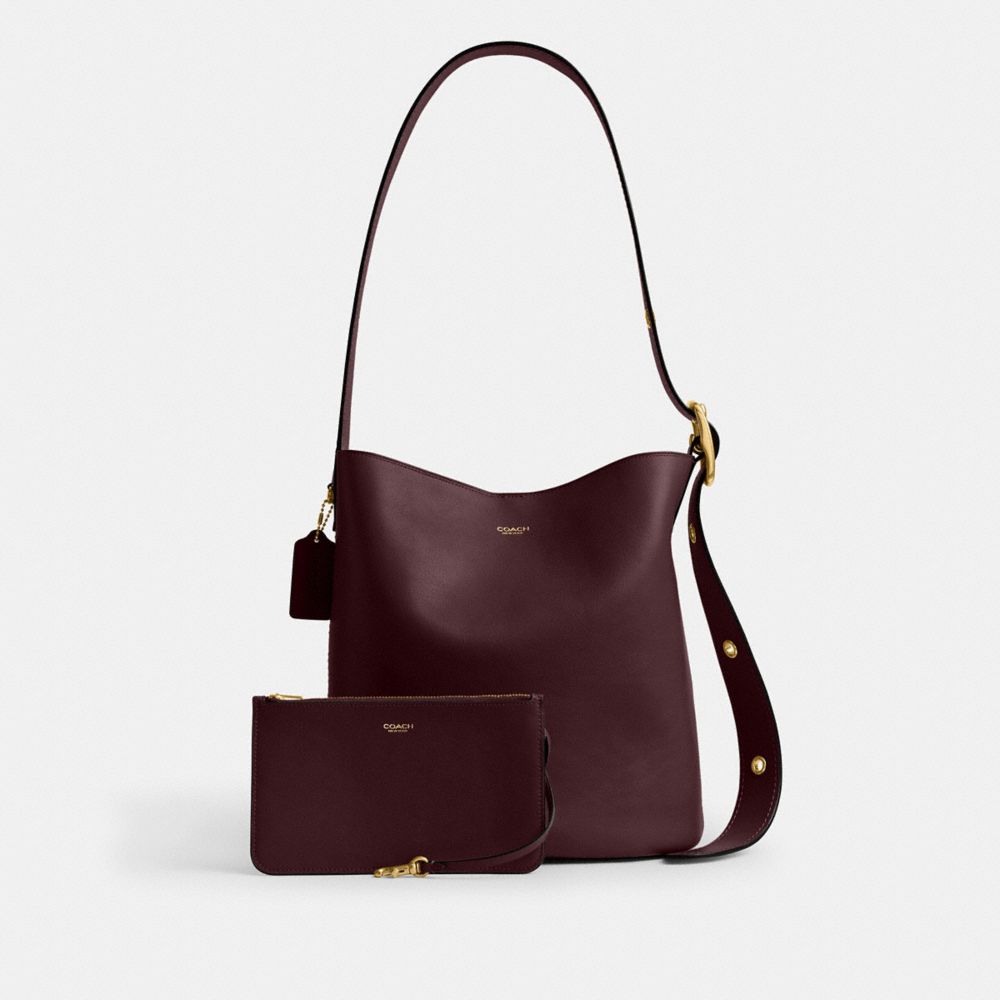 Coach Bleecker Bucket Bag Brass Merlot