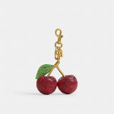 Coach Large Crystal Cherry Bag Charm Brass Red