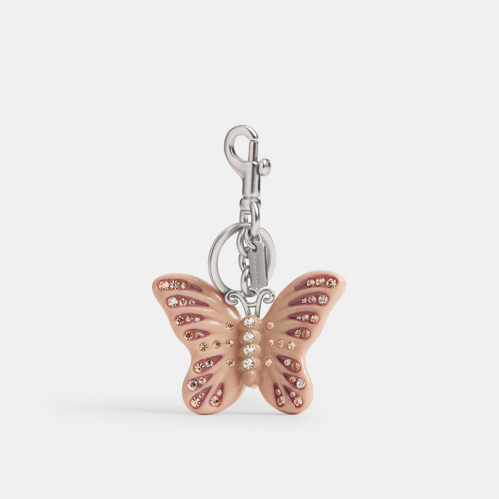 Coach Butterfly Bag Charm Silver Cream