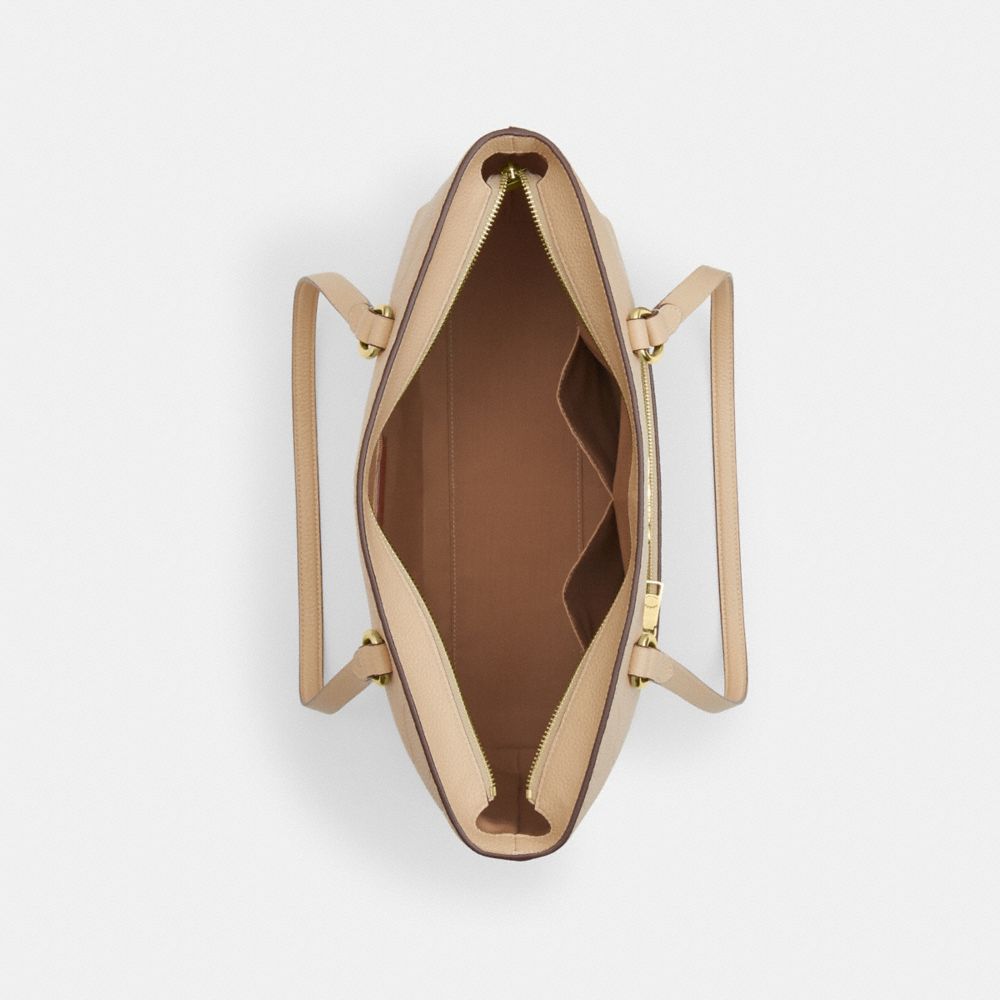 Coach Station Tote Bag In Signature Leather Gold Oat