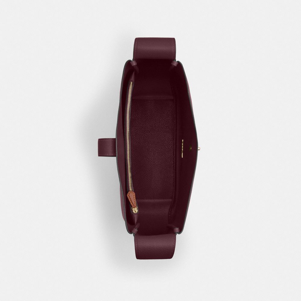 Coach Hadley Large Shoulder Bag Gold Dark Wine