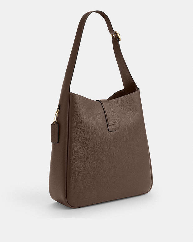 Coach Hadley Large Shoulder Bag Pebbled Leather-Gold-Dark Stone