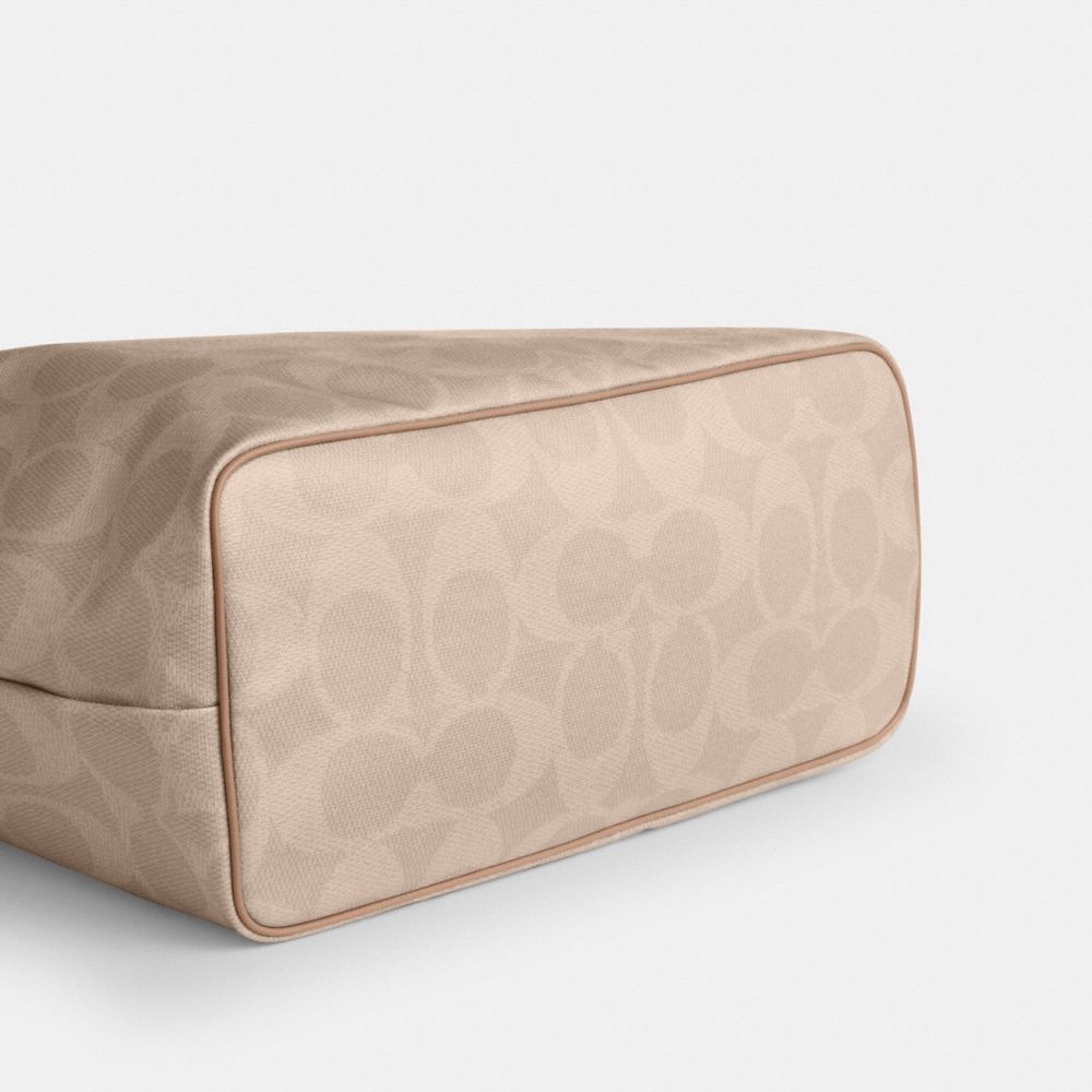 Coach Large City Tote Bag In Maxi Signature Canvas Silver Sand Taupe