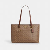 Coach Station Tote Bag In Signature Canvas Gold Tan Brown