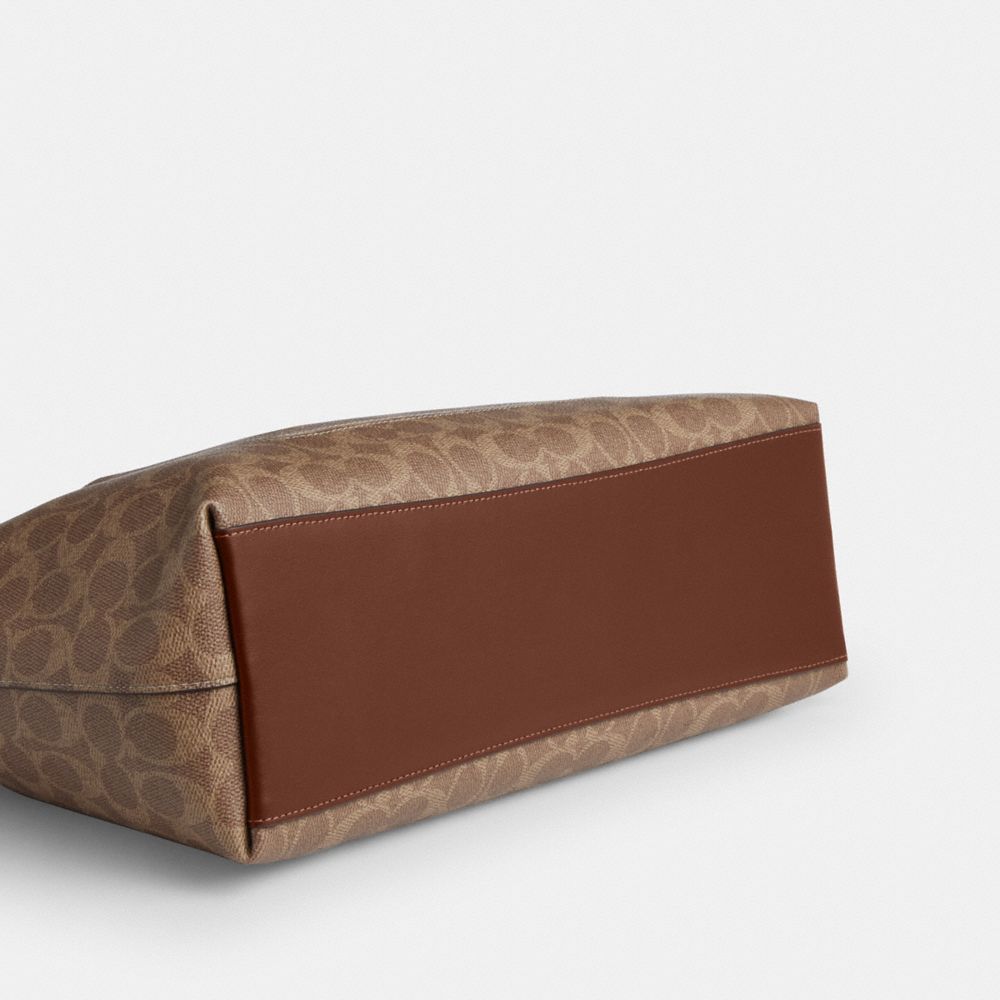 Coach Station Tote Bag In Signature Canvas Gold Tan Brown