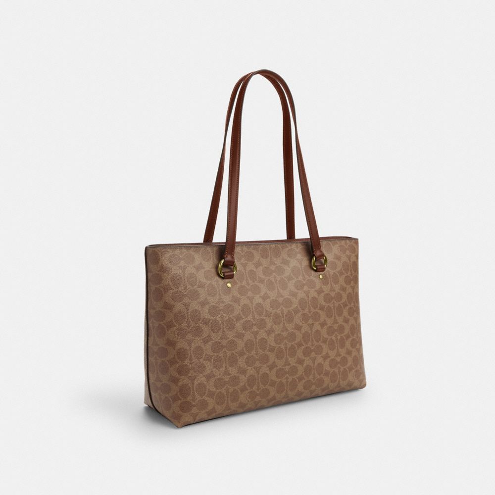 Coach Station Tote Bag In Signature Canvas Gold Tan Brown