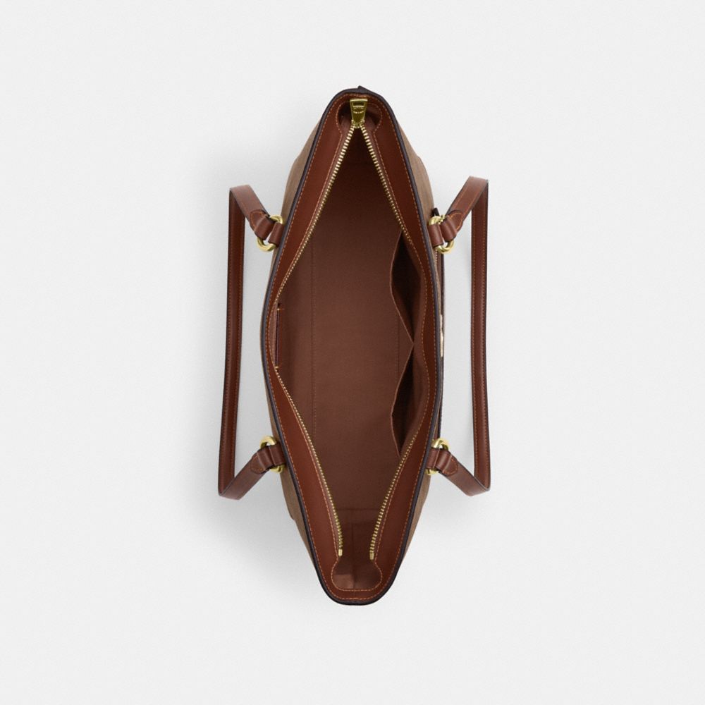 Coach Station Tote Bag In Signature Canvas Gold Tan Brown