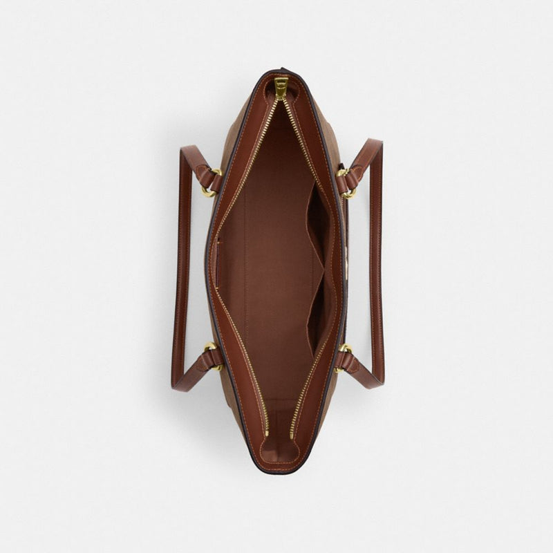 Coach Station Tote Bag In Signature Canvas Gold Tan Brown