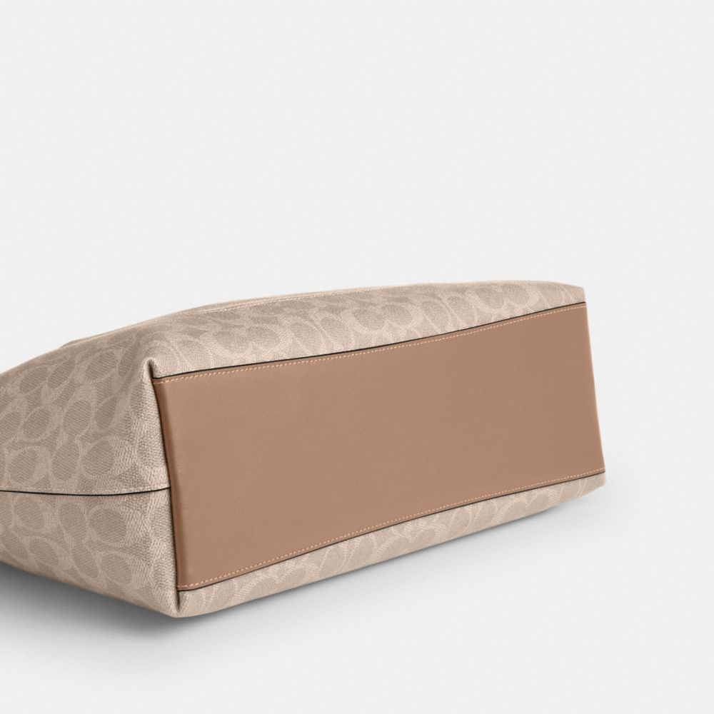 Coach Station Tote Bag In Signature Canvas Silver Sand Taupe