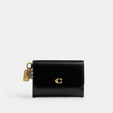 Coach Essential Flap Card Case With Charms Brass Black