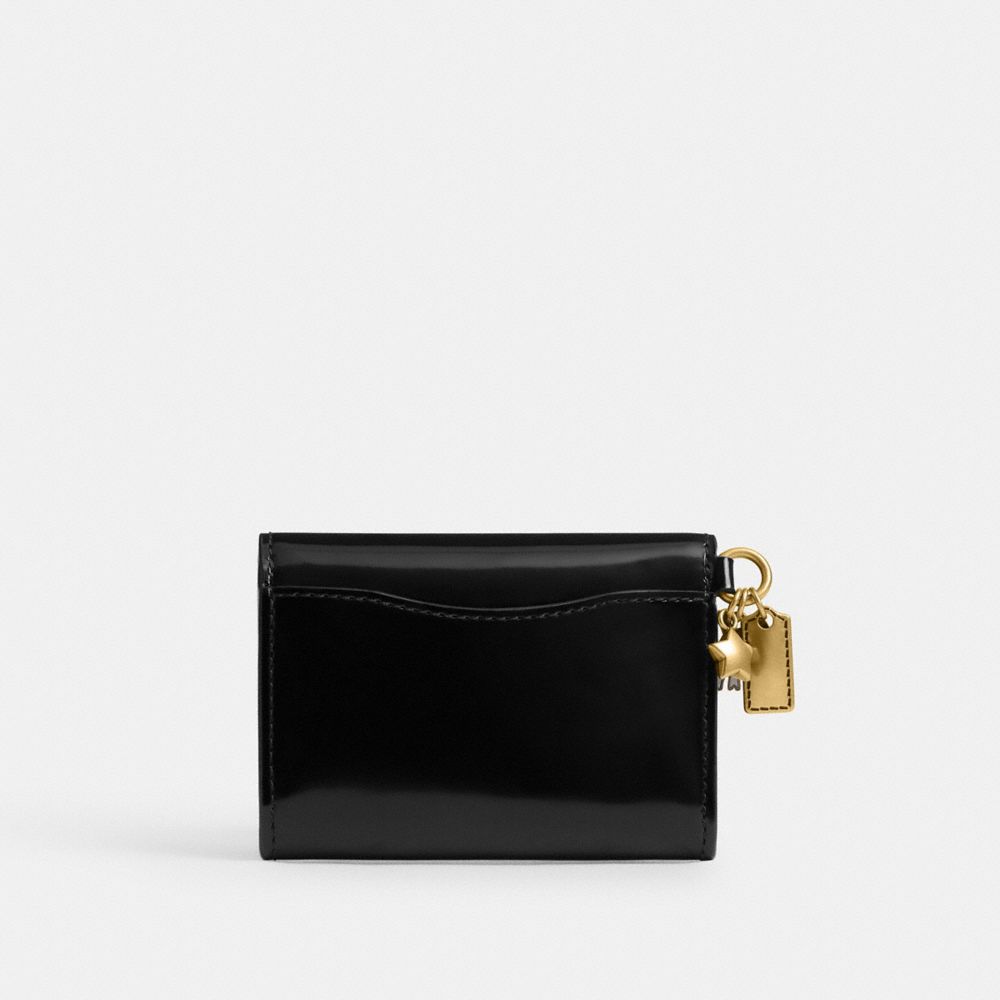 Coach Essential Flap Card Case With Charms Brass Black