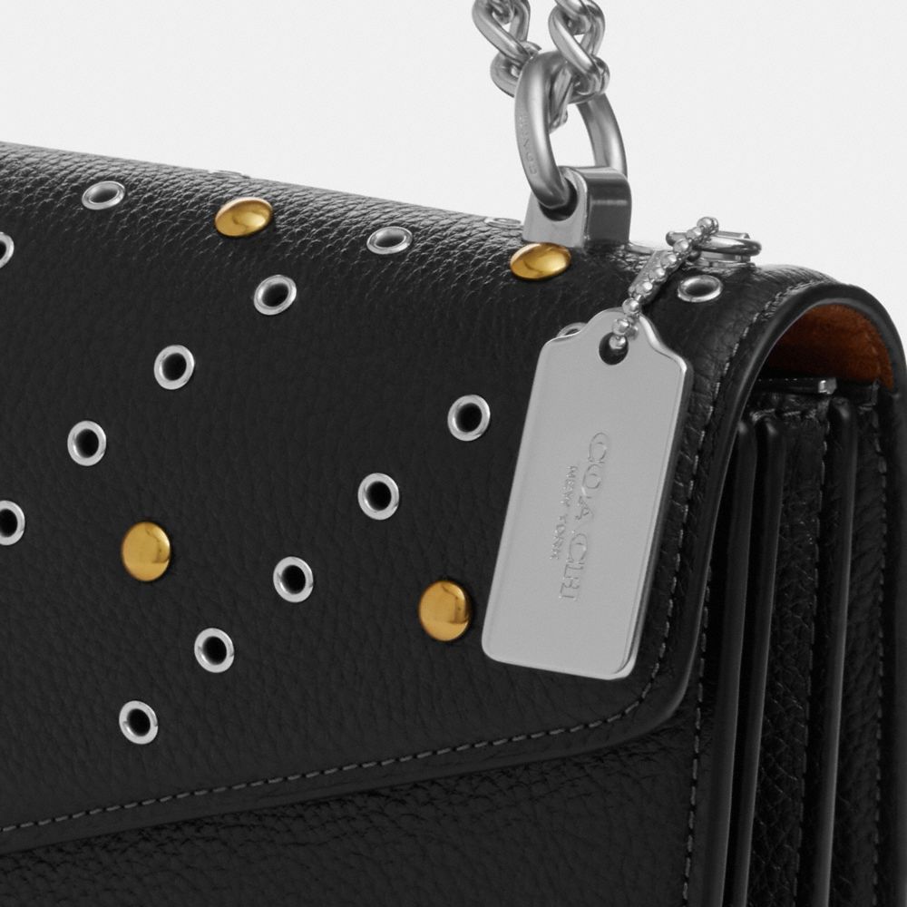 Coach Klare Envelope Crossbody Bag With Rivets Silver Black Multi