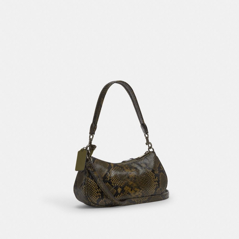 Coach Ashton Bag With Snake Print Gunmetal Olive Multi