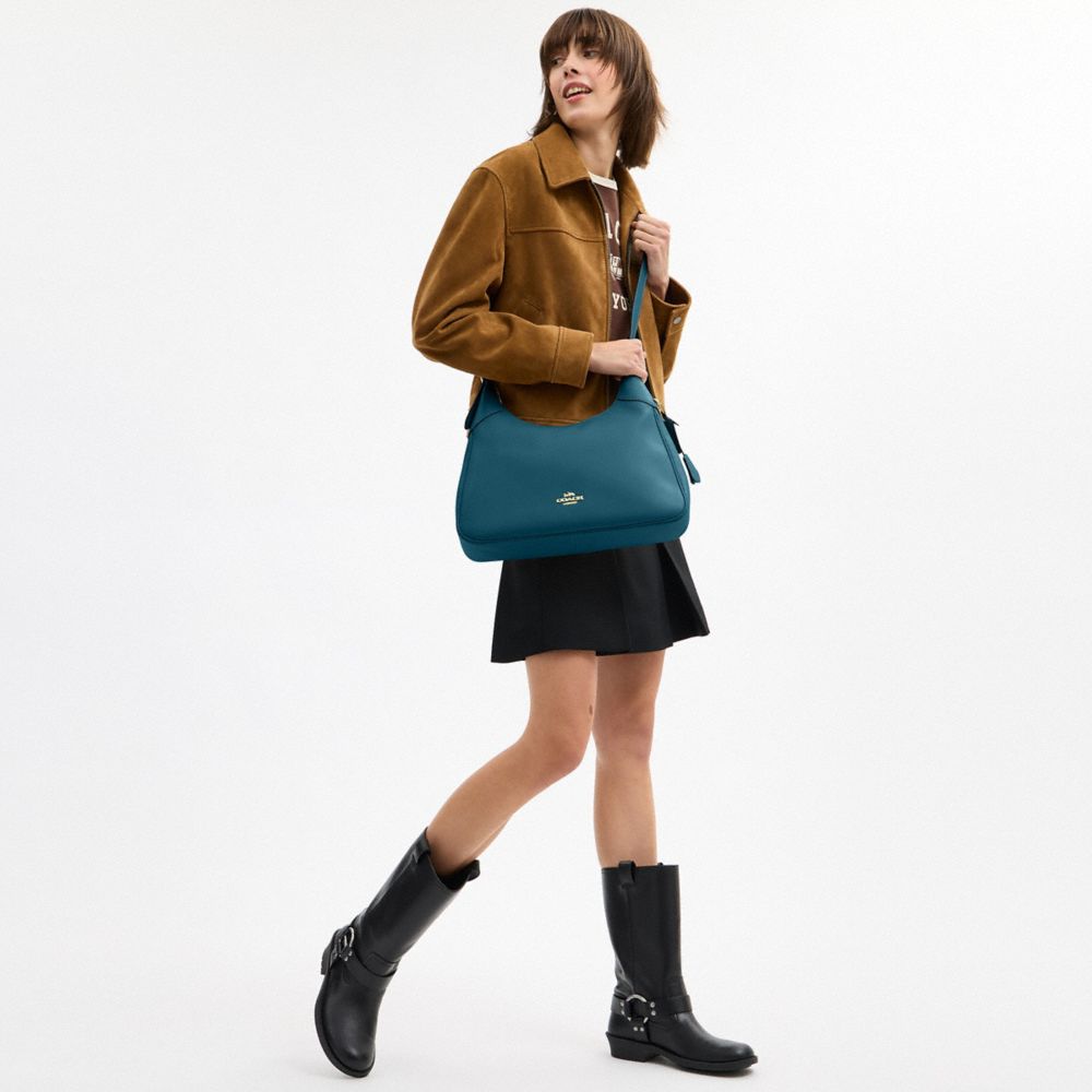 Coach Ella Shoulder Bag Gold Teal Ink