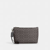 Coach Pouch In Signature Canvas Gunmetal Grey Charcoal