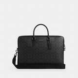 Coach Ethan Large Brief In Signature Canvas Gunmetal Charcoal Black