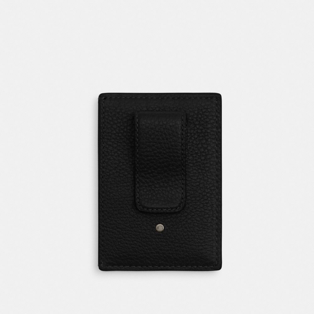 Coach Card Case With Money Clip Gunmetal Black