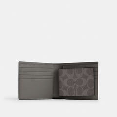 Coach 3 In 1 Wallet In Signature Canvas With Patches Grey Multi.
