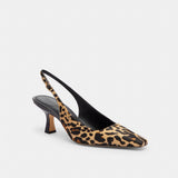 Women's Coach Slingback Heel With Leopard Print Tan & Black
